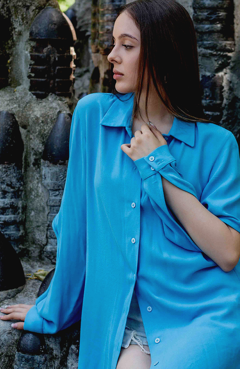 photo of Blue Shirt with Sleeve Cutouts